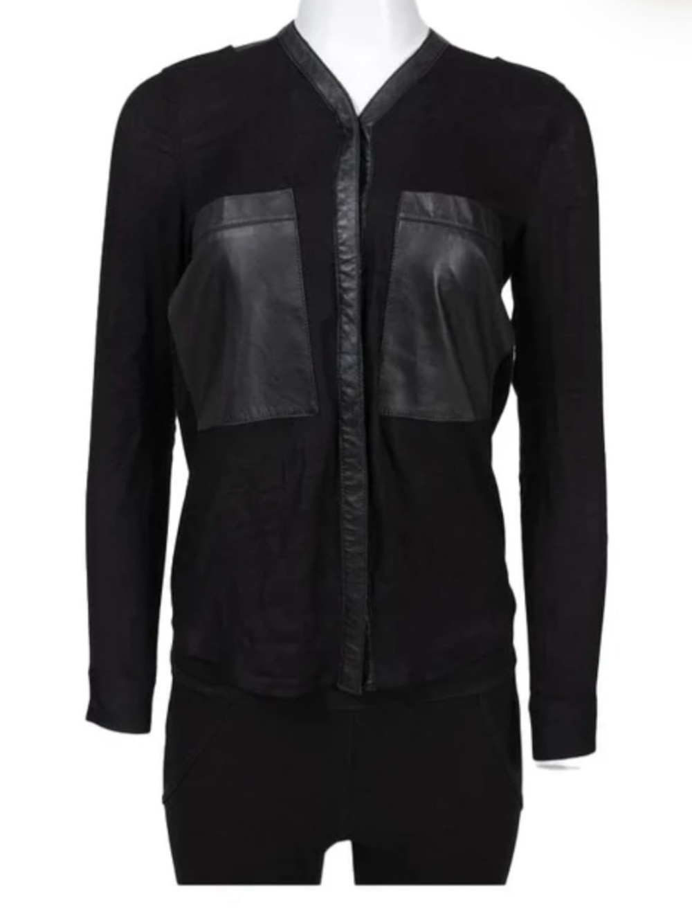 Helmut Lang Black Button-Down Shirt with Lamb Leather
